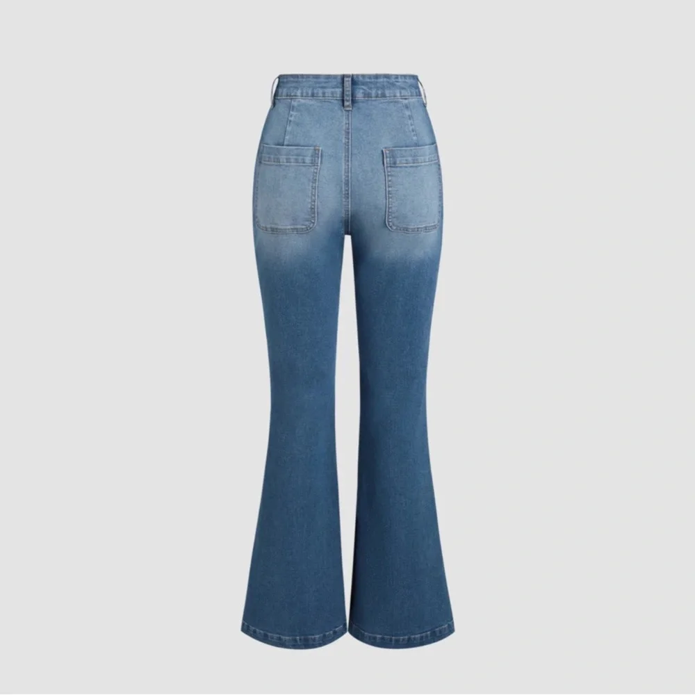 Cider Denim Washed High Waist Flared Jeans - Picture 2 of 8